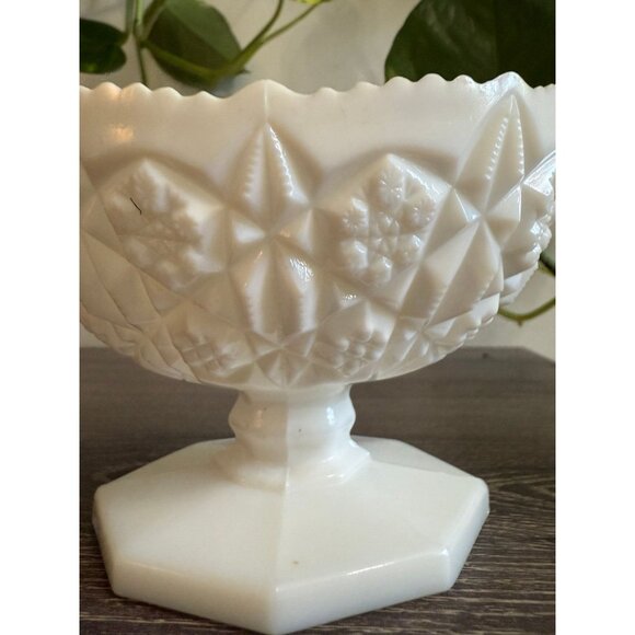 Vintage Milk Glass Taper Candle Holder Dish - Picture 2 of 9